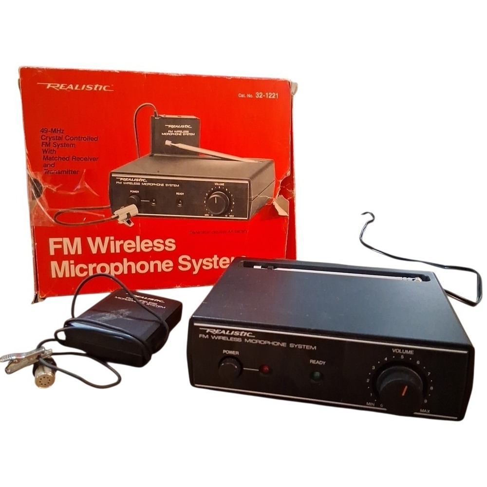 Vintage Realistic FM Wireless Microphone System Radio Shack  32-1221 Tested